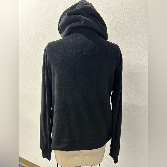 BCBGMaxAzria Black velour rhinestone hoodie with Label Detail - Picture 5 of 5